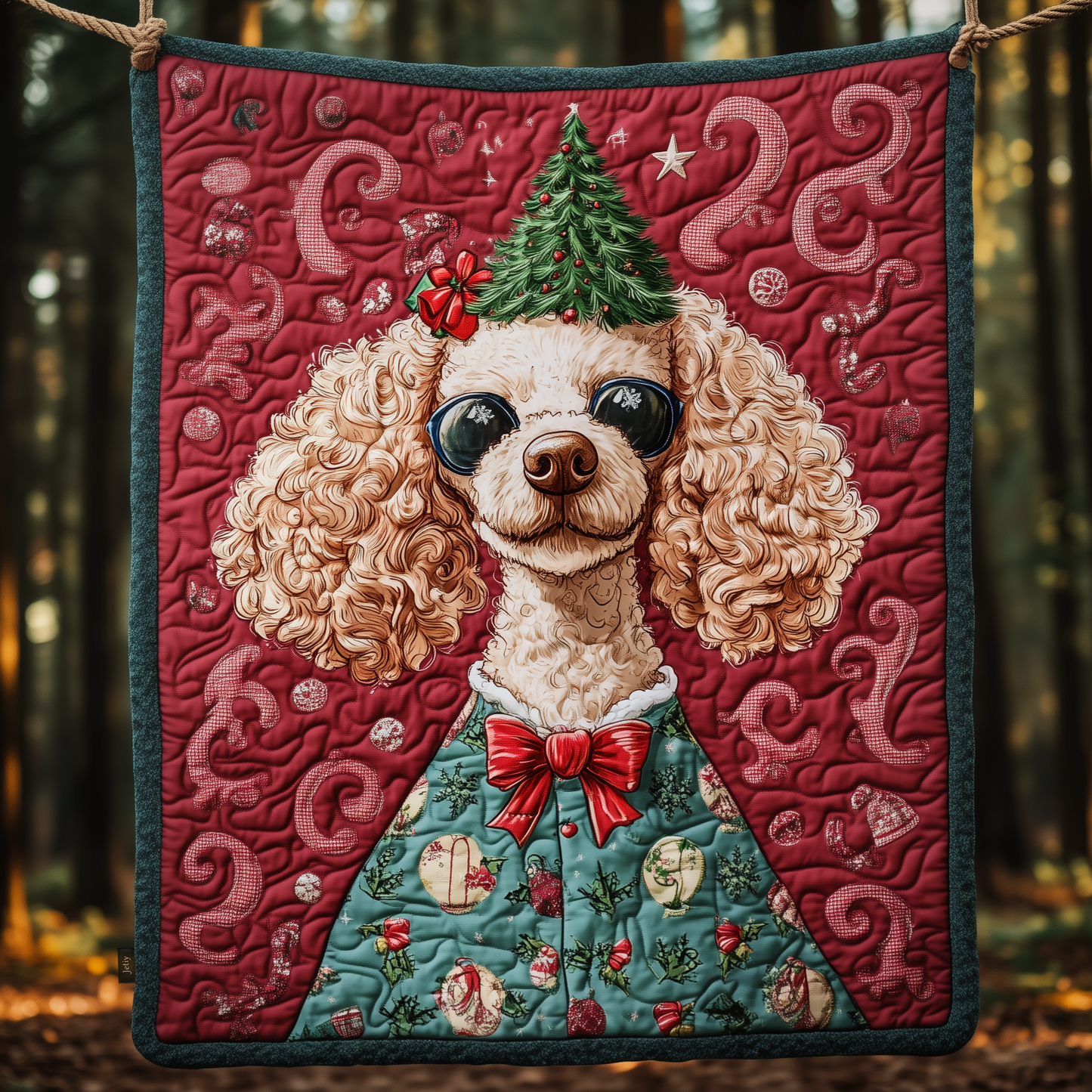 Christmas Poodle Quilted Blanket GFTOAB548