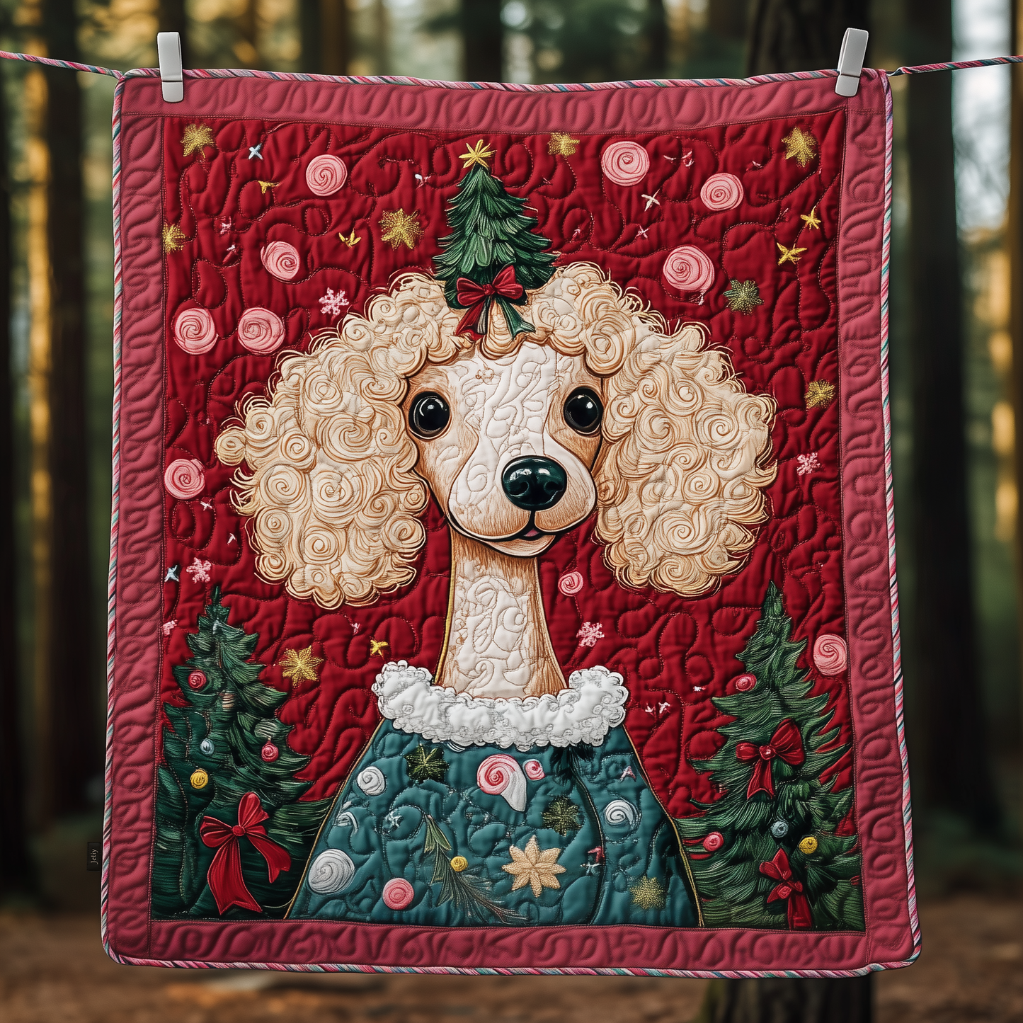 Christmas Poodle Quilted Blanket GFTOAB551