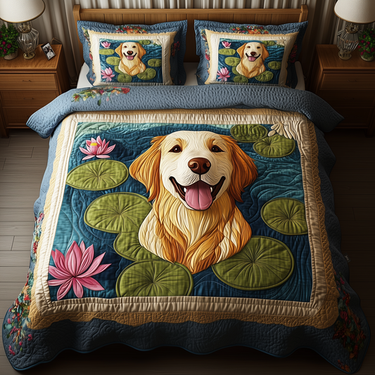 Golden Retriever 3-Piece Quilted Bedding Set GFTOAB577