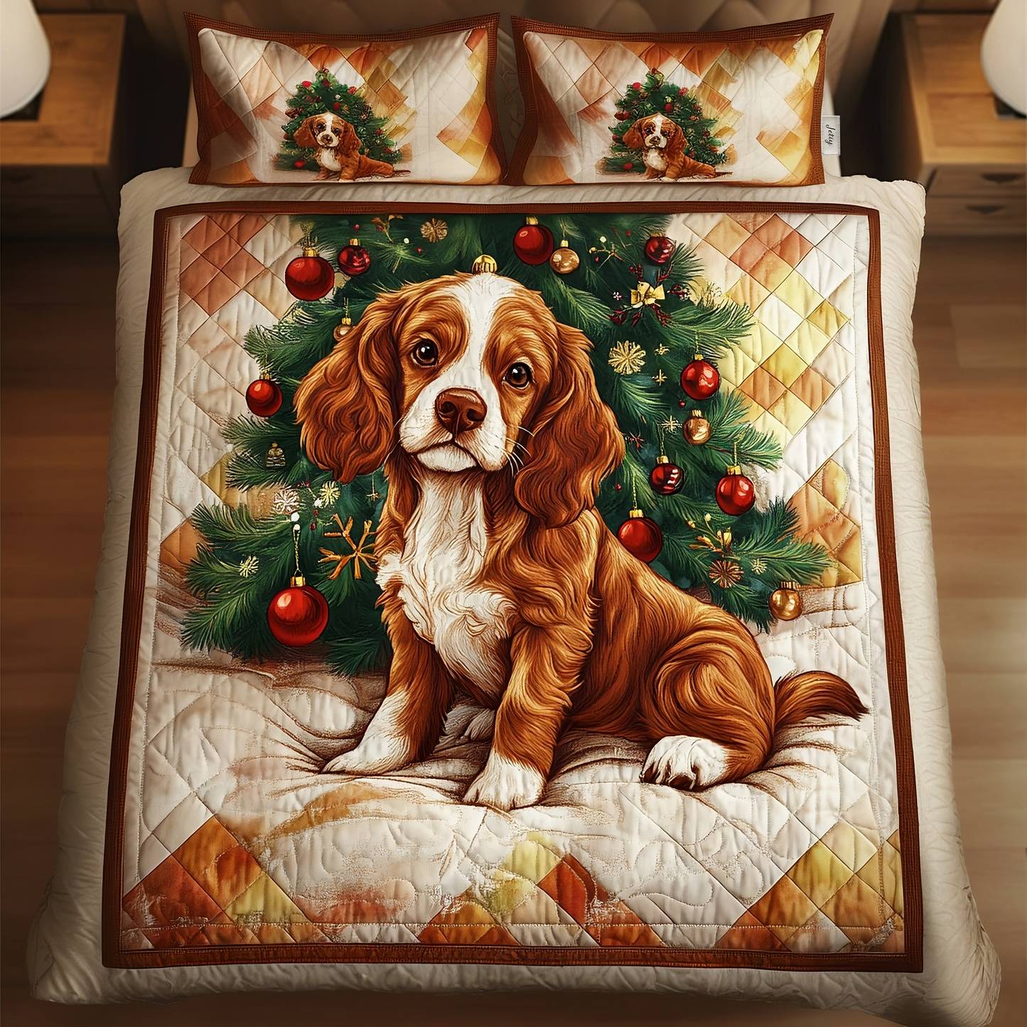 Spaniel 3-Piece Quilted Bedding Set GFTOAB584