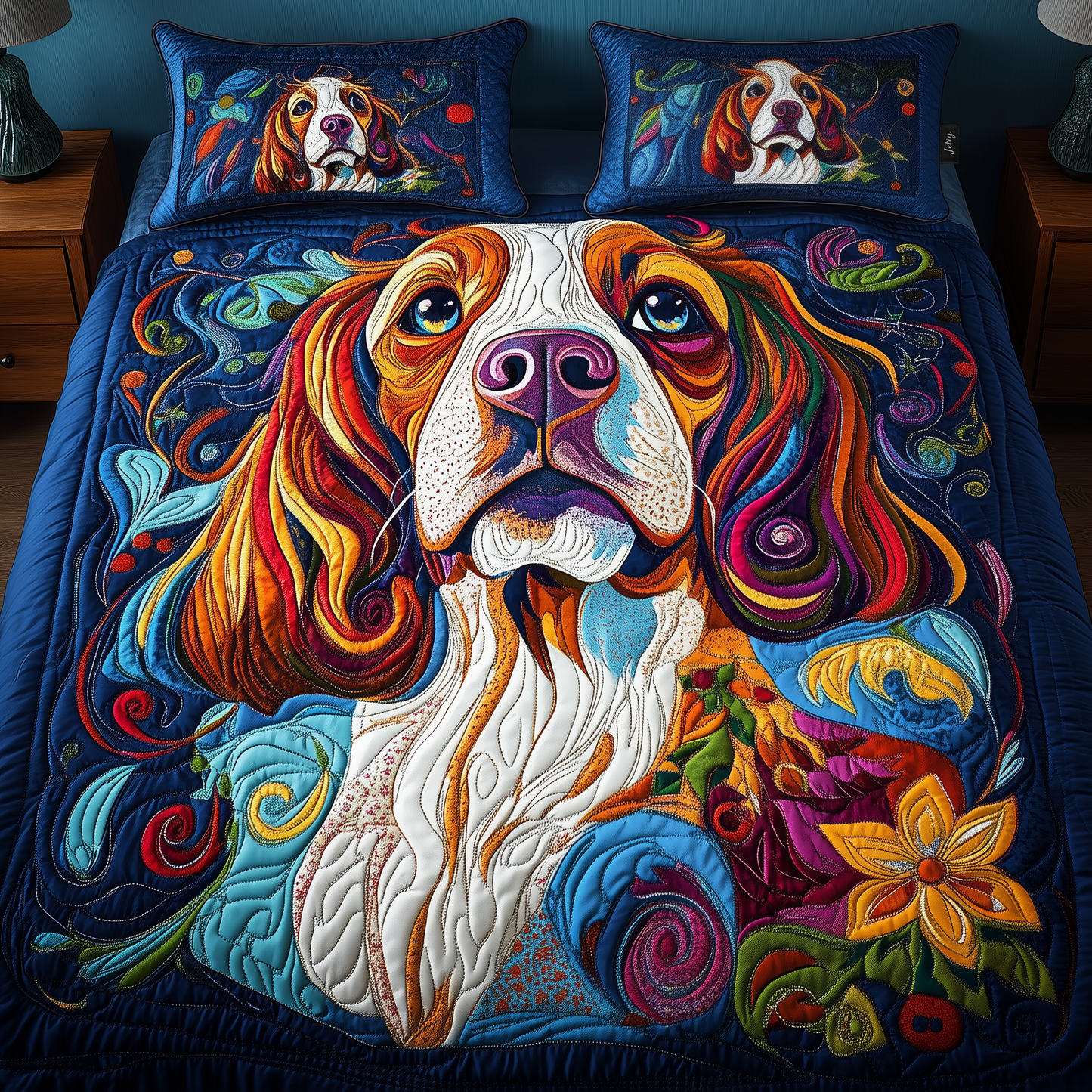 Spaniel 3-Piece Quilted Bedding Set GFTOAB585