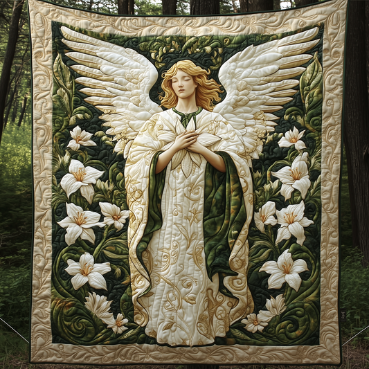 Angel With Lilies Quilted Blanket GFTOAB586