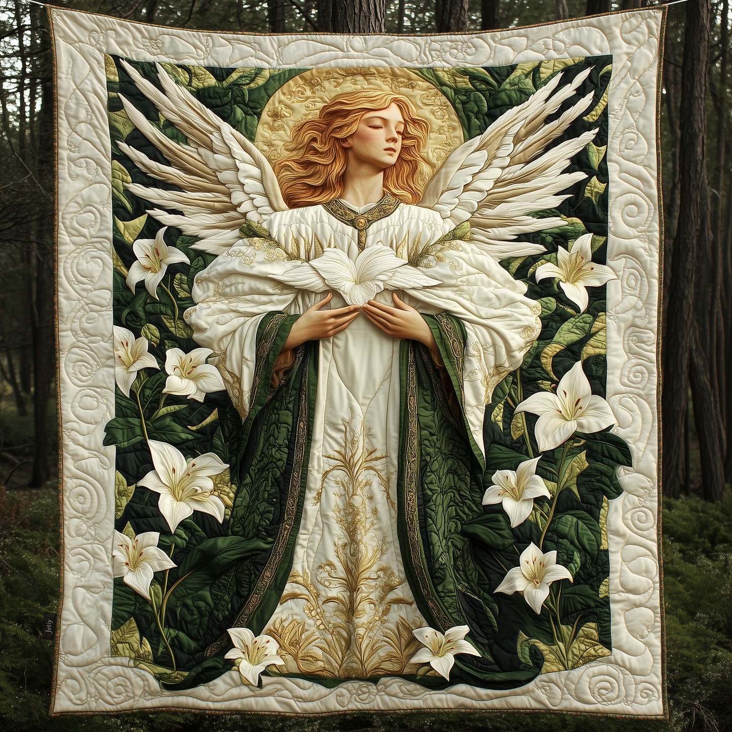 Angel With Lilies Quilted Blanket GFTOAB588