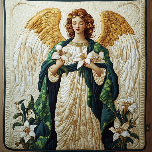 Angel With Lilies Quilted Blanket GFTOAB590