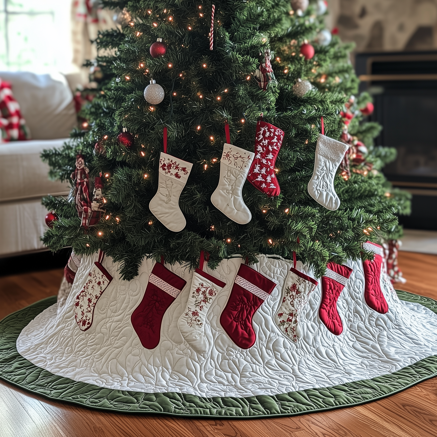 Christmas Stockings Quilted Tree Skirt GFTOAB652