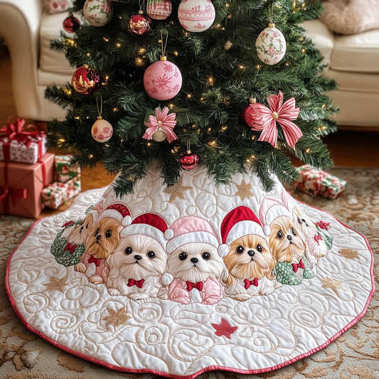 Christmas Shih Tzu Quilted Tree Skirt GFTOAB692