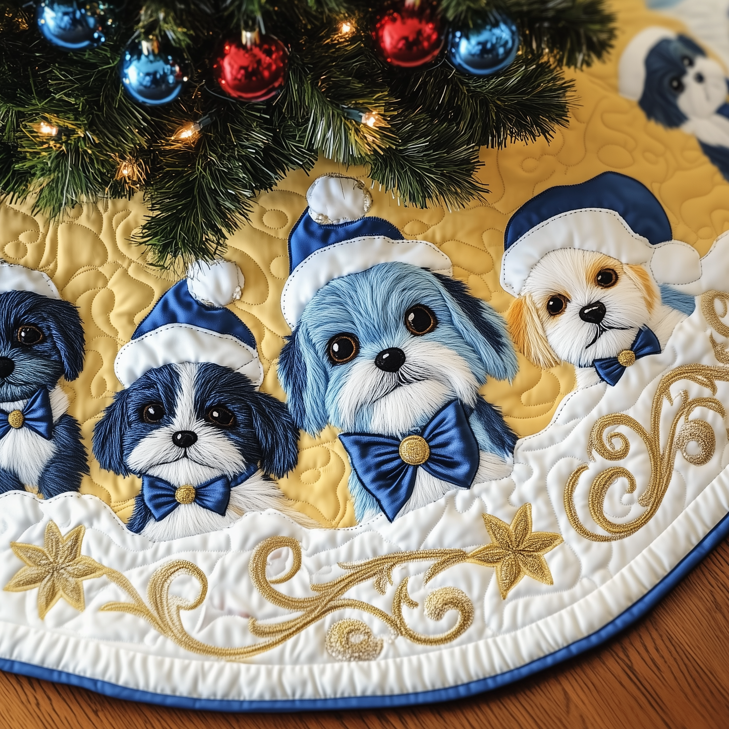 Christmas Shih Tzu Quilted Tree Skirt GFTOAB699