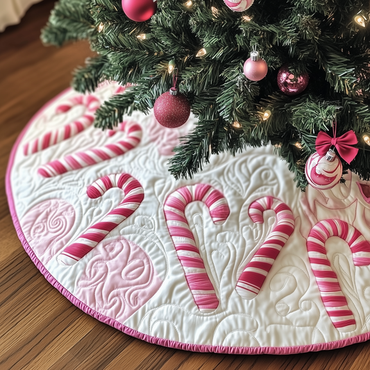 Christmas Candy Canes Quilted Tree Skirt GFTOAB719