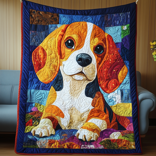 Colorful Beagle Quilted Blanket GFTOAB752