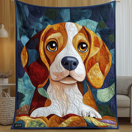 Colorful Beagle Quilted Blanket GFTOAB756