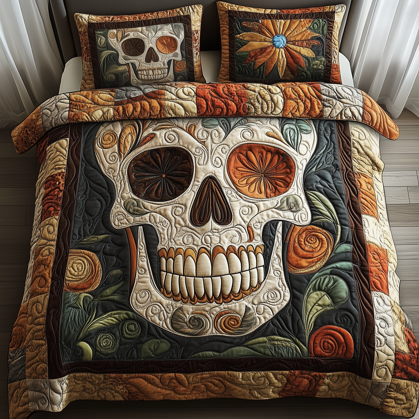 Mystique Skull 3-Piece Quilted Bedding Set GFTOAB776