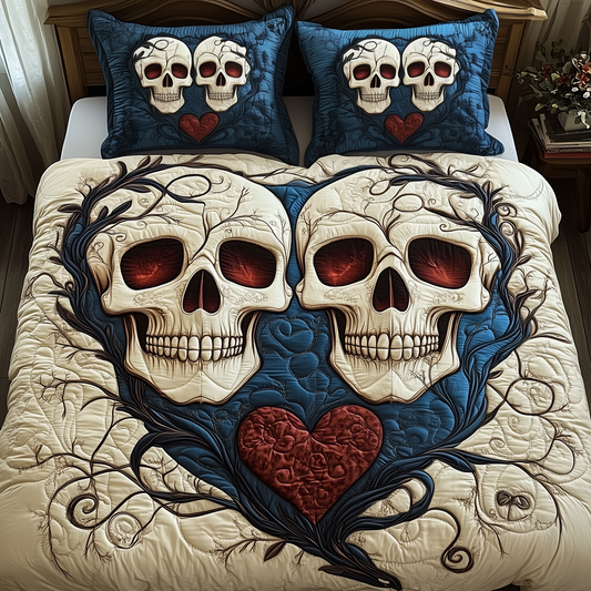 Skull Couple 3-Piece Quilted Bedding Set GFTOAB782