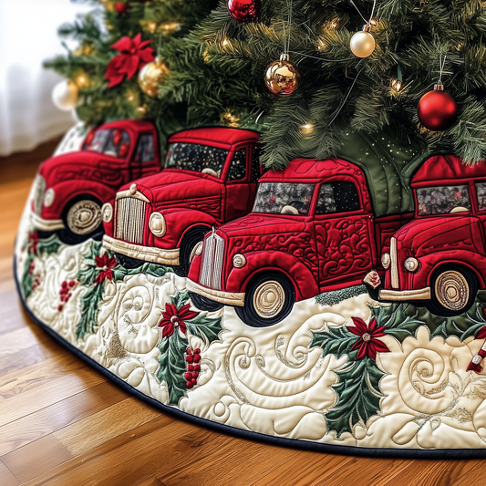 Christmas Red Truck Quilted Tree Skirt GFTOAB787