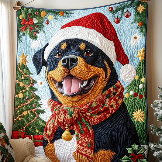 Christmas Rottweiler Quilted Blanket GFTOAB794