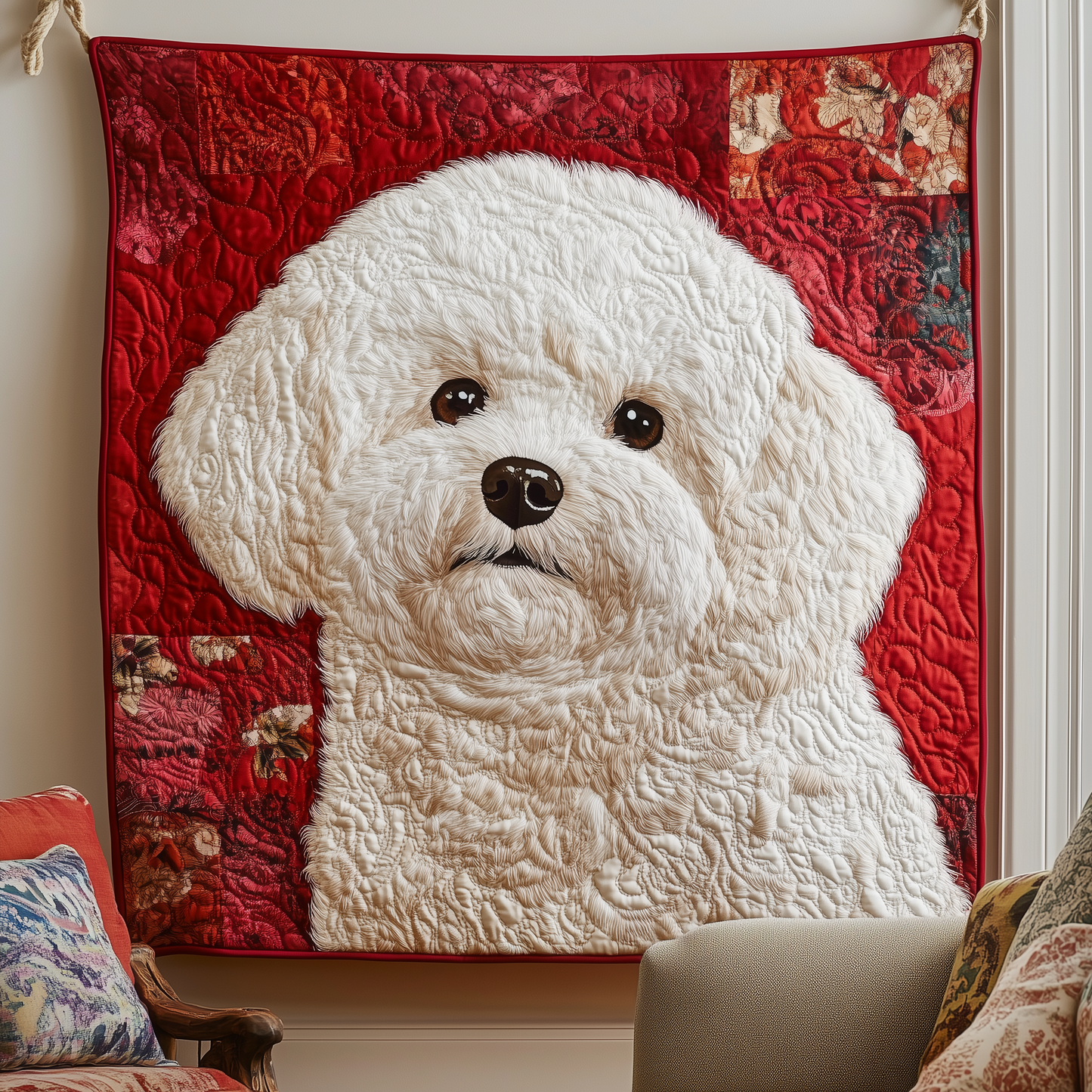 Adorable Bichon Frise Quilted Blanket GFTOAB807