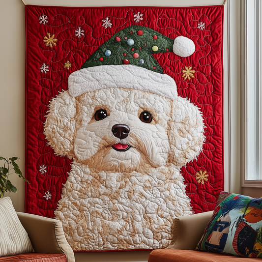 Christmas Bichon Frise Quilted Blanket GFTOAB808