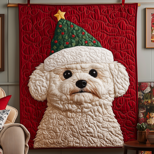 Christmas Bichon Frise Quilted Blanket GFTOAB809