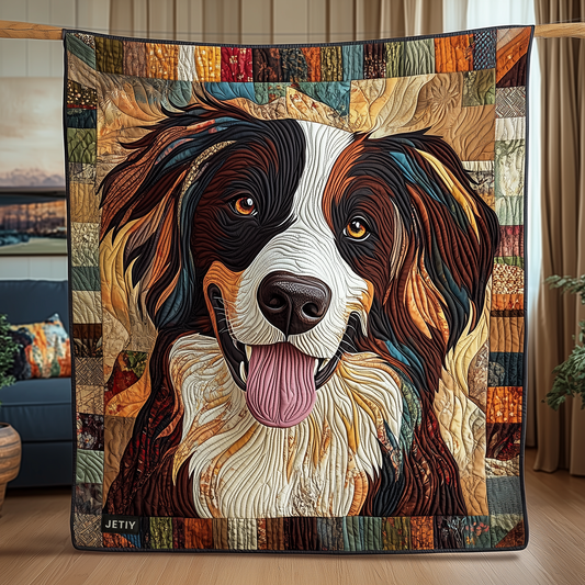 Vibrant Border Collie Quilted Blanket GFTOAB836