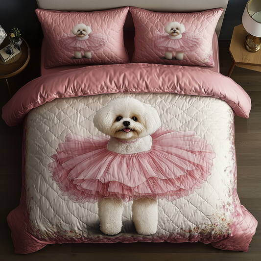 Bichon Frise Dancer 3-Piece Quilted Bedding Set GFTOAB841