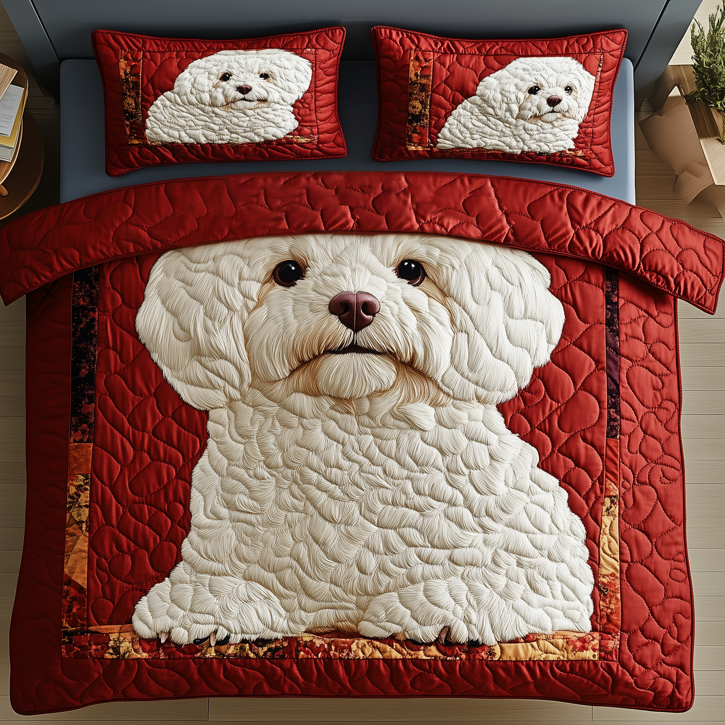 Adorable Bichon Frise 3-Piece Quilted Bedding Set GFTOAB843