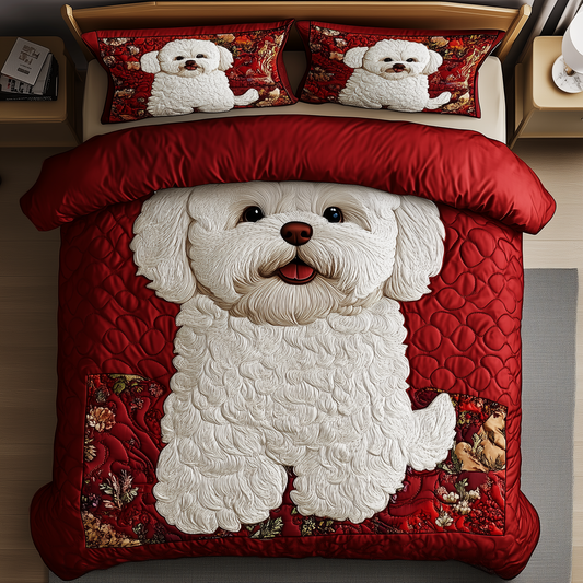 Adorable Bichon Frise 3-Piece Quilted Bedding Set GFTOAB844