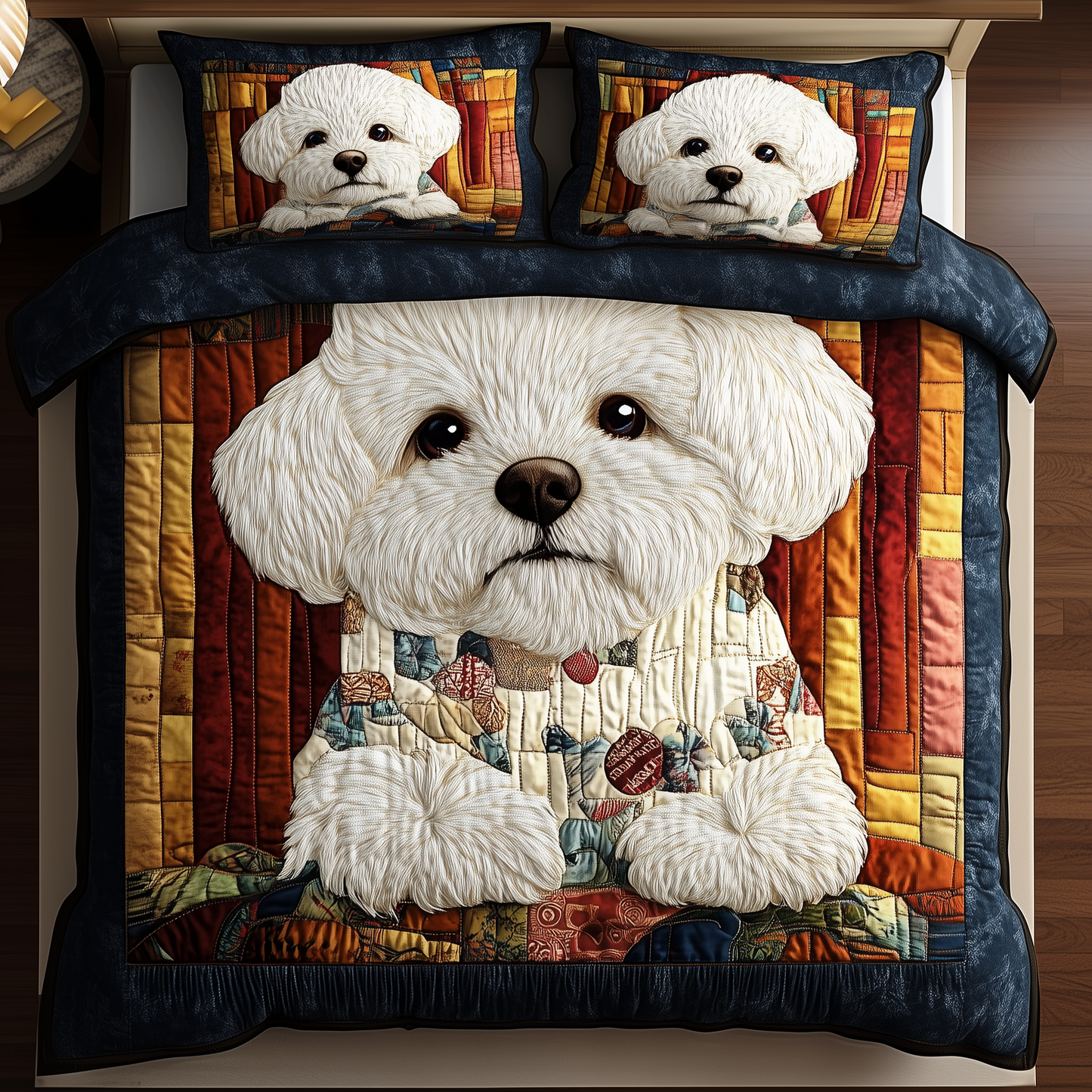 Adorable Bichon Frise 3-Piece Quilted Bedding Set GFTOAB848