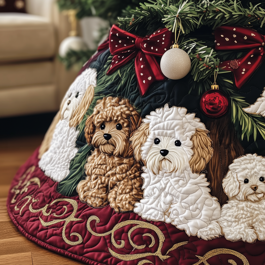 Christmas Bichon Frise Quilted Tree Skirt GFTOAB853