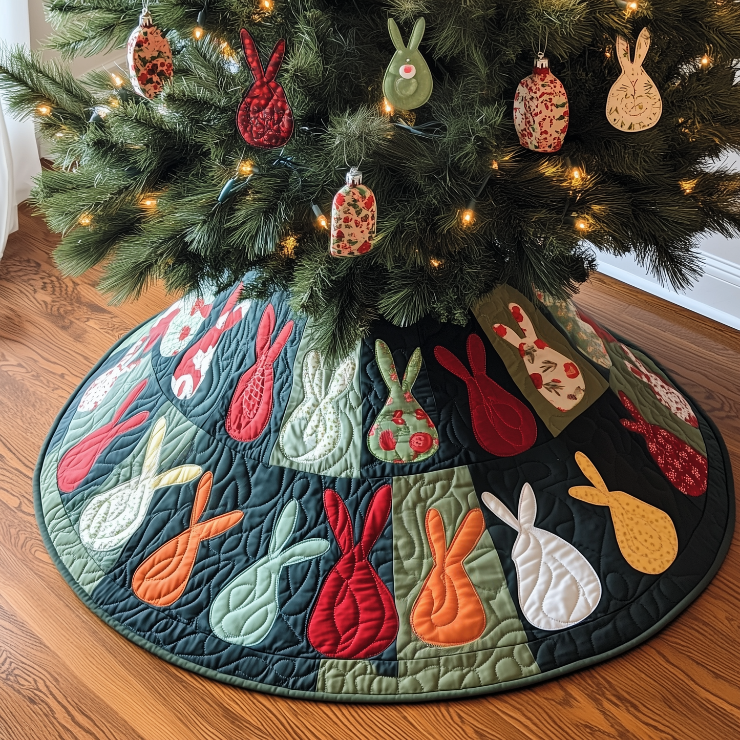 Christmas Rabbit Quilted Tree Skirt GFTOAB860