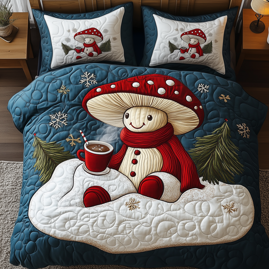 Christmas Mushroom 3-Piece Quilted Bedding Set GFTOAB868