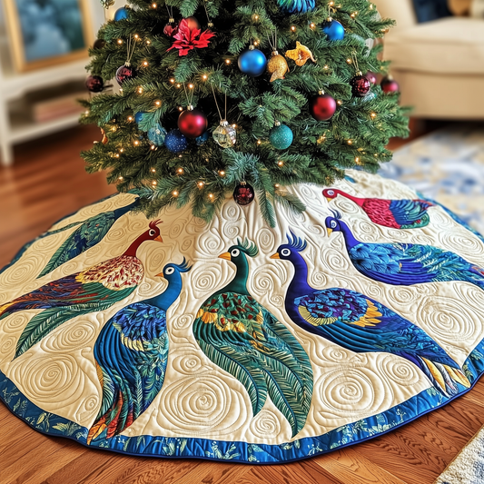 Christmas Peacock Quilted Tree Skirt GFTOAB899