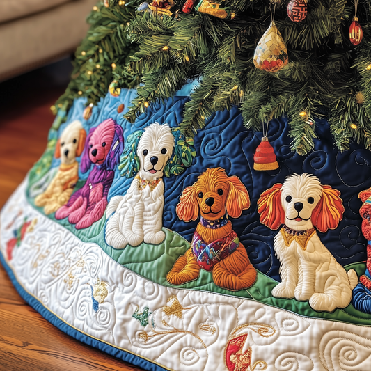 Christmas Colorful Poodle Quilted Tree Skirt GFTOAB906