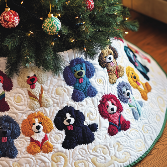 Christmas Colorful Poodle Quilted Tree Skirt GFTOAB908