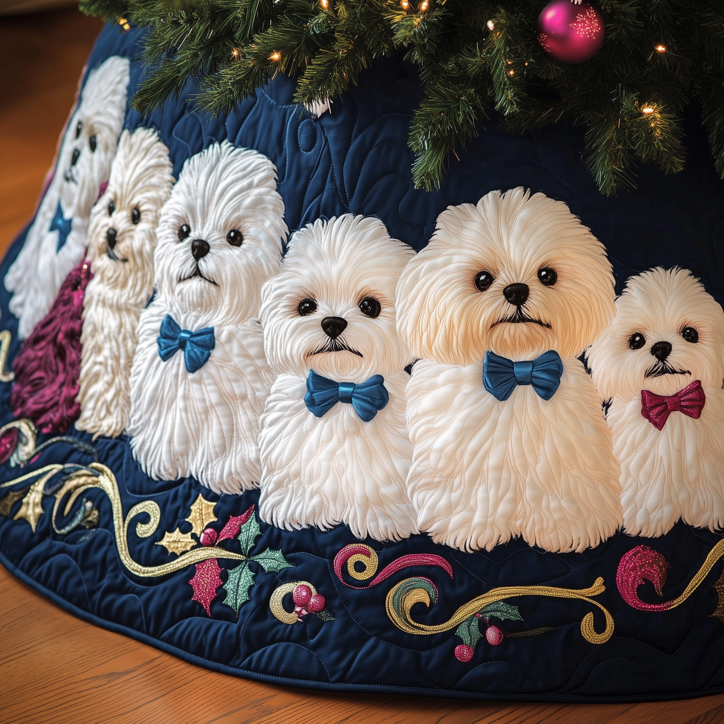 Christmas Bichon Quilted Tree Skirt GFTOAB923