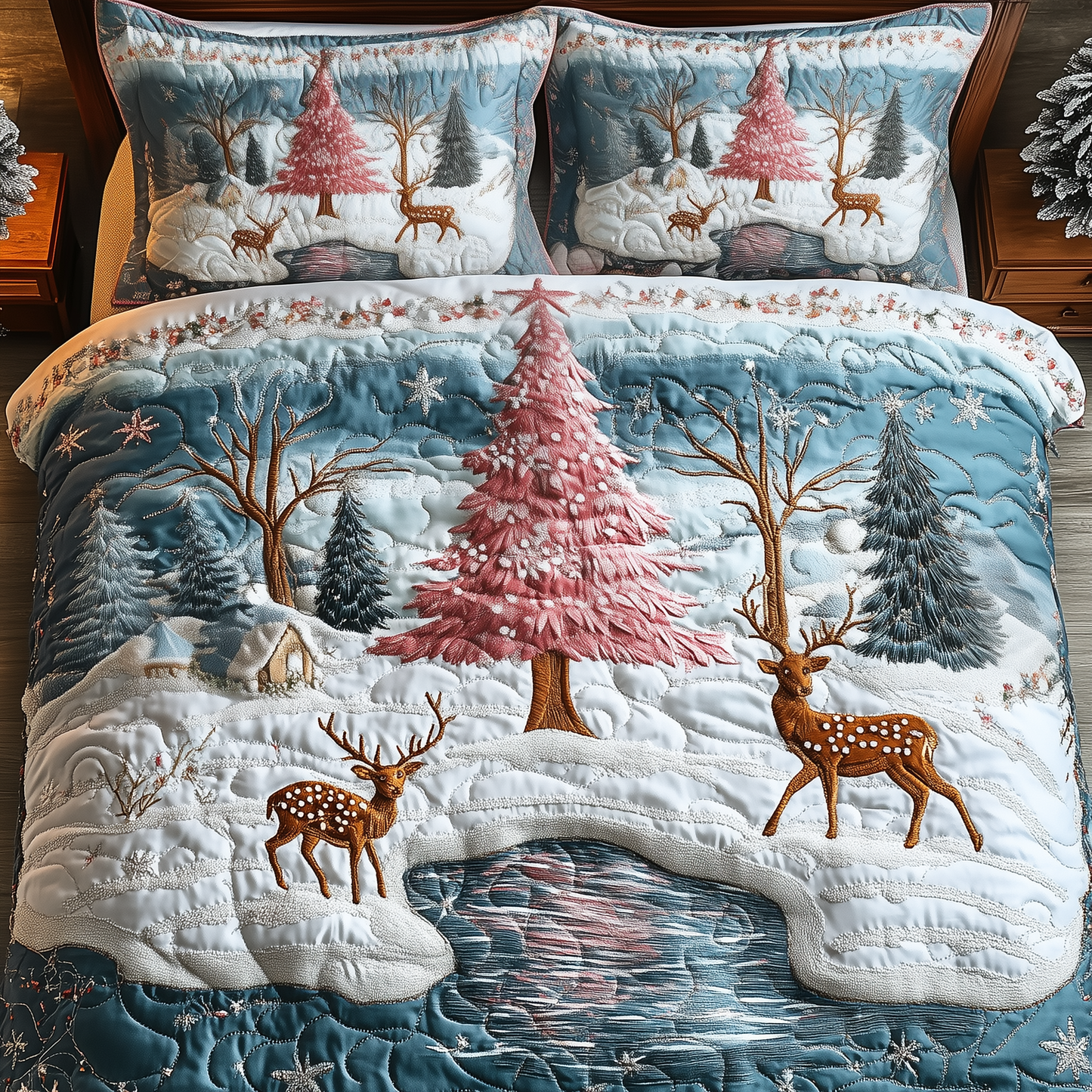 Childhood Winter Wonderland 3-Piece Quilted Bedding Set GFTOAB943