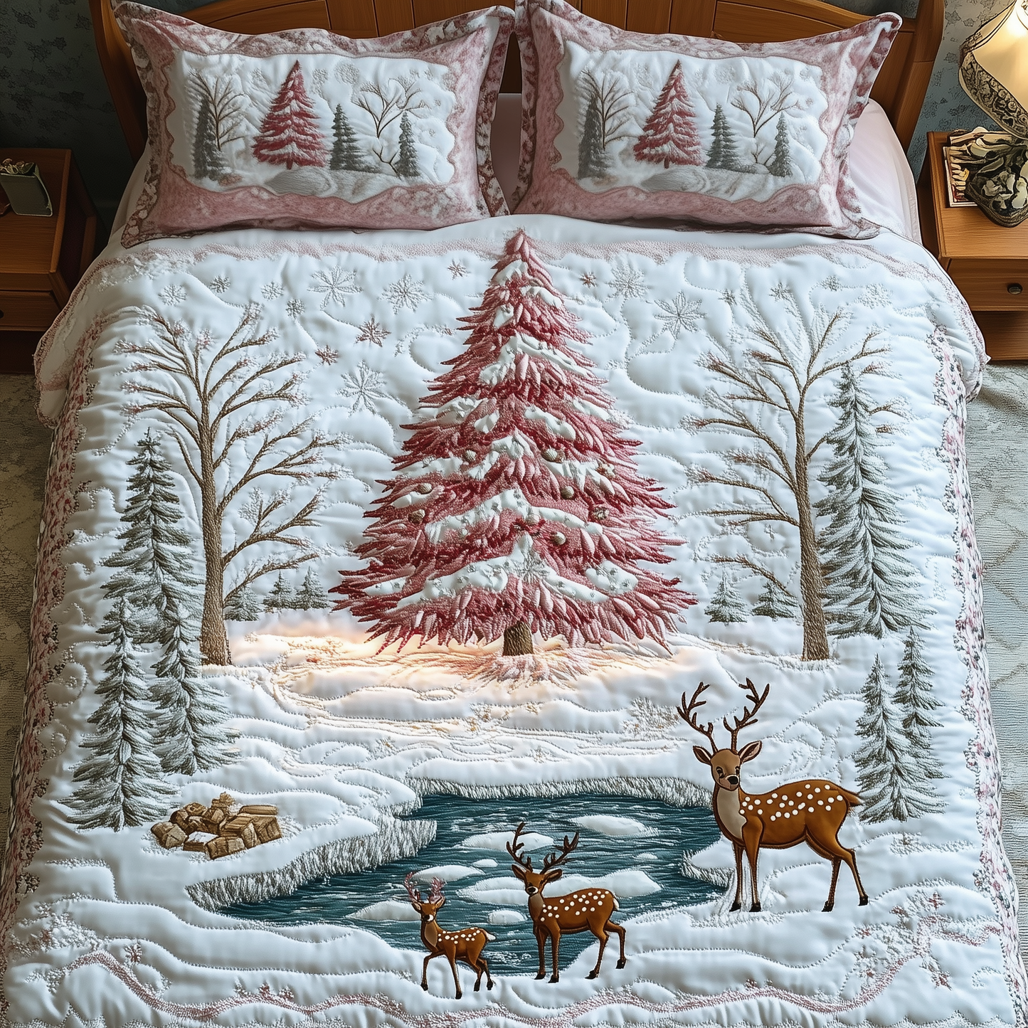 Childhood Winter Wonderland 3-Piece Quilted Bedding Set GFTOAB944