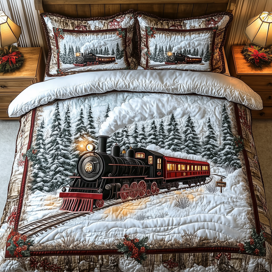 Winter Train 3-Piece Quilted Bedding Set GFTOAB948