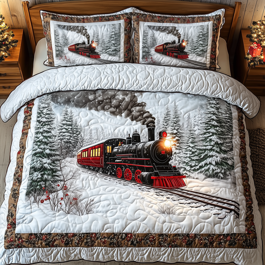 Winter Train 3-Piece Quilted Bedding Set GFTOAB949