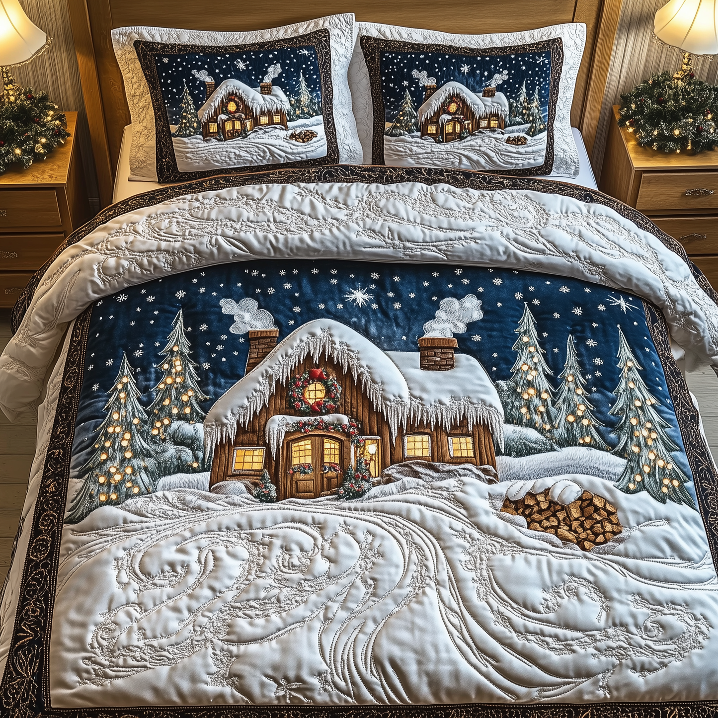 Snow Cabin 3-Piece Quilted Bedding Set GFTOAB987