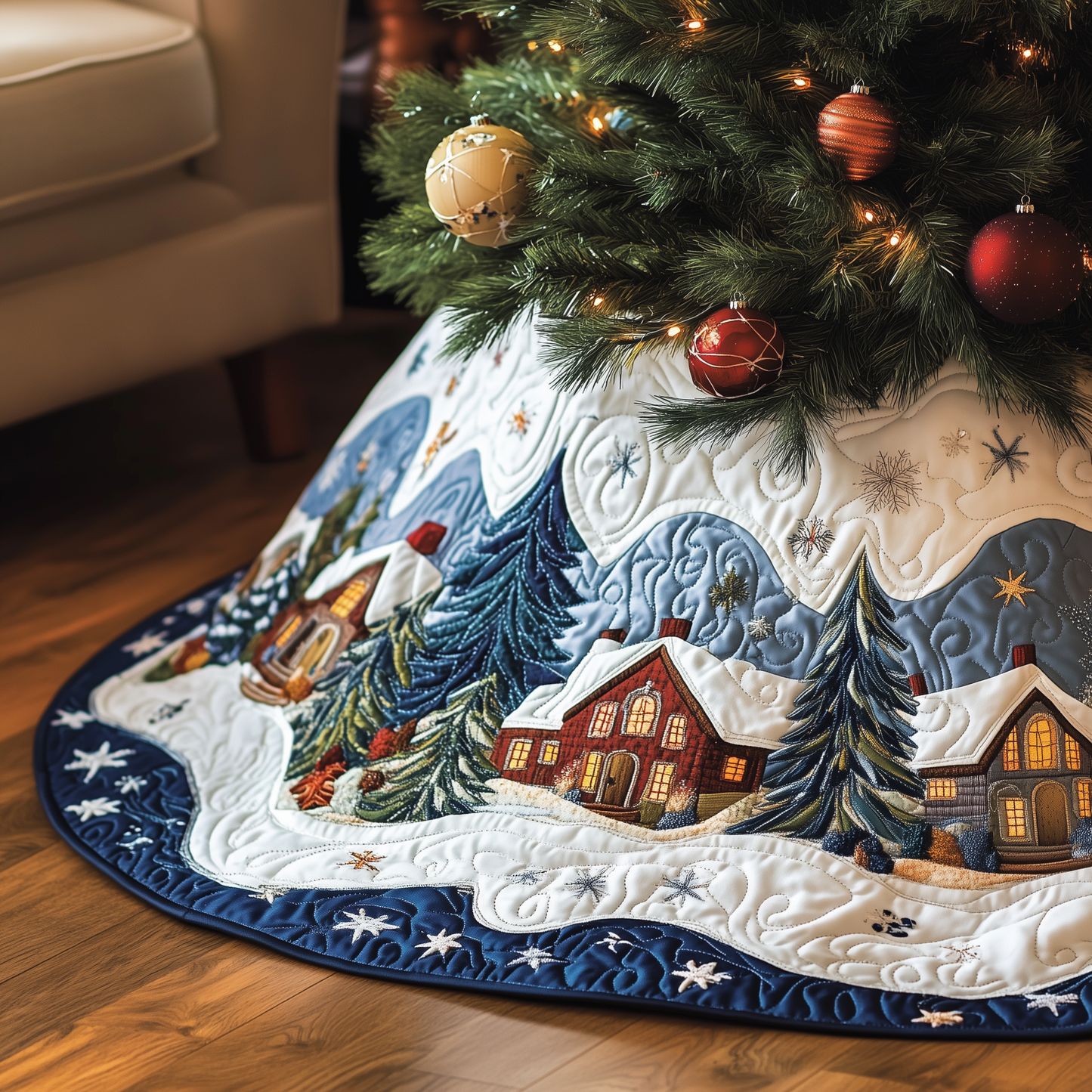 Christmas Village Quilted Tree Skirt GFTOAB990