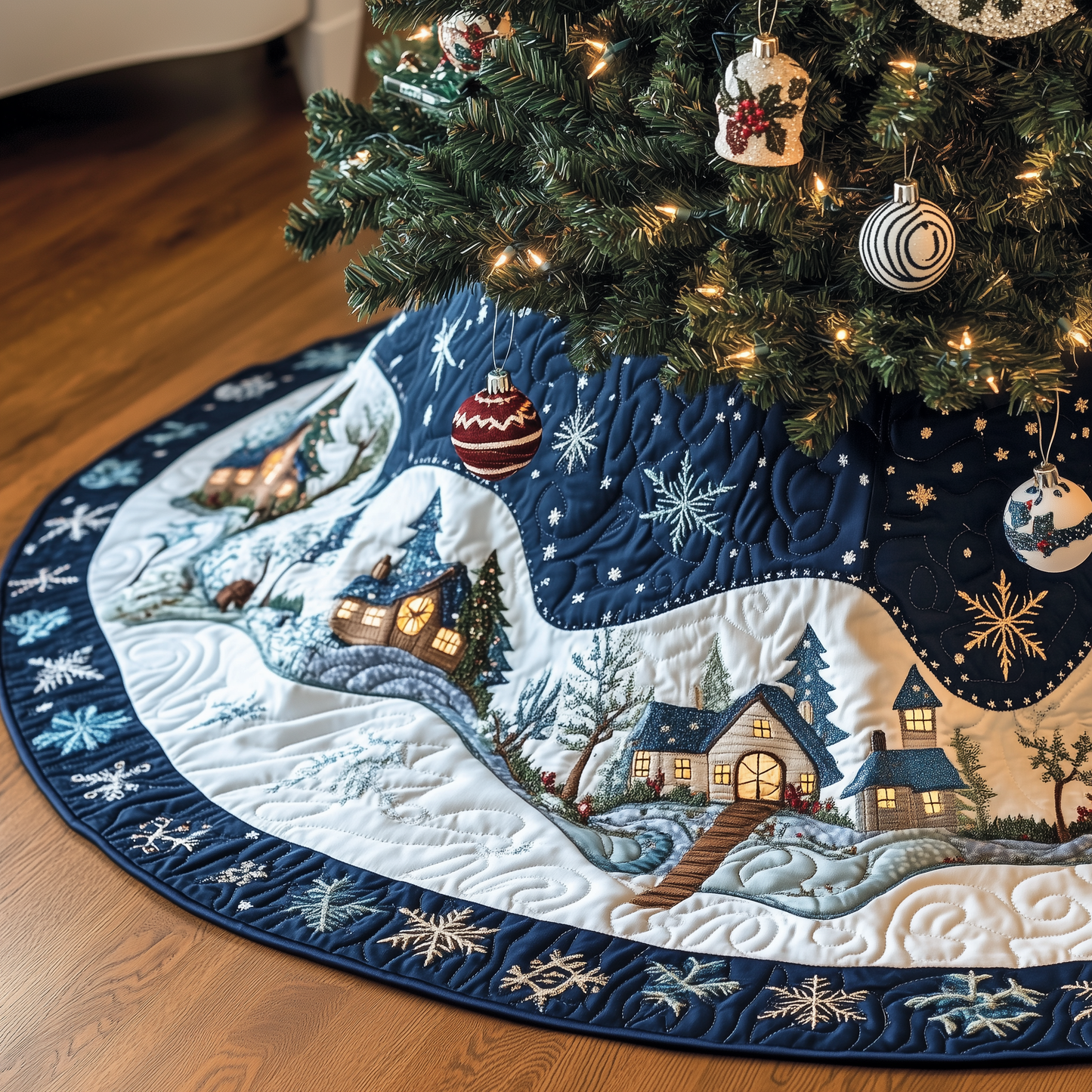 Christmas Village Quilted Tree Skirt GFTOAB994