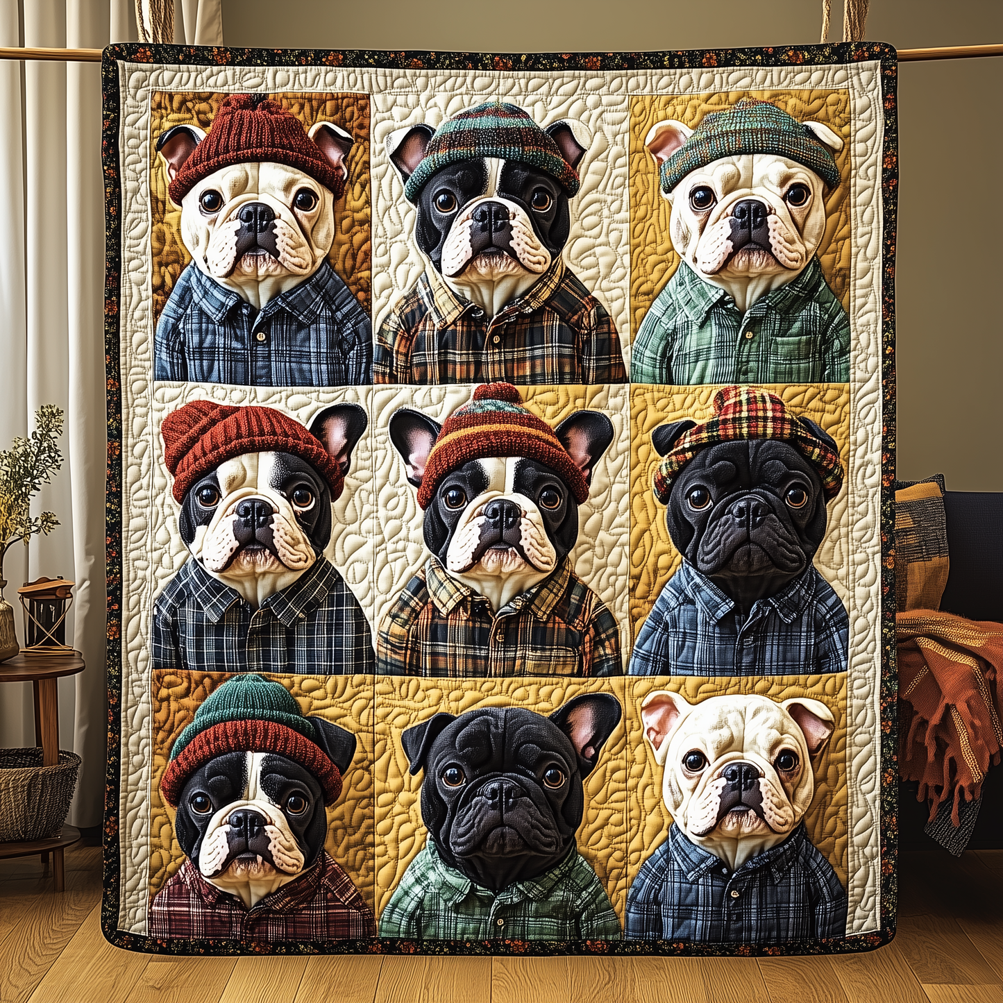 Autumn French Bulldog Quilted Blanket GFTOHD014