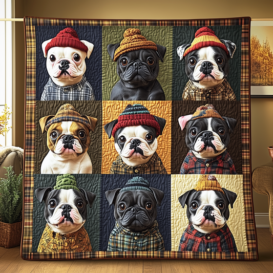 Autumn French Bulldog Quilted Blanket GFTOHD015