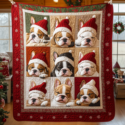 Christmas French Bulldog Quilted Blanket GFTOHD019