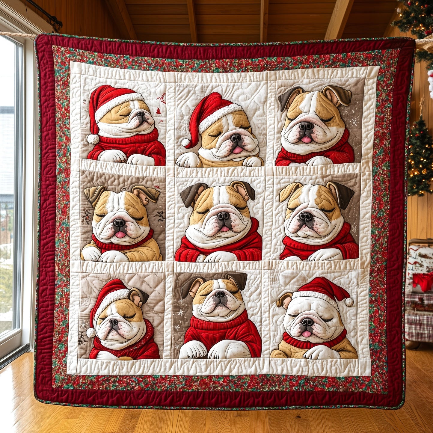 Christmas French Bulldog Quilted Blanket GFTOHD020