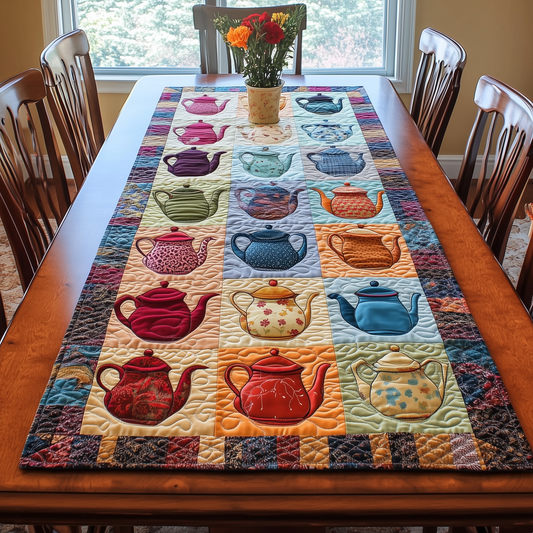 Colorful Teapots Quilted Table Runner GFTOHD076