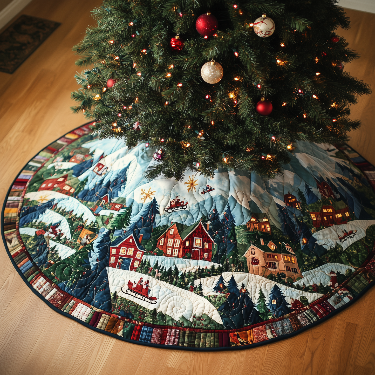 Snowy Village Quilted Tree Skirt GFTOHD085