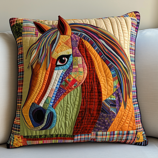 Vibrant Horses Quilted Pillow Case GFTOHD092