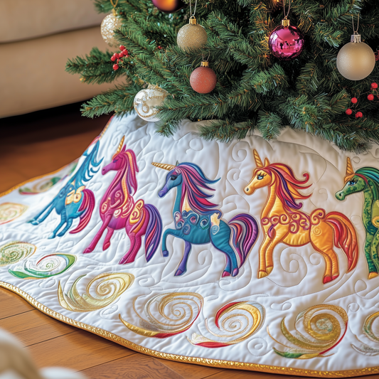 Christmas Joyful Unicorn Quilted Tree Skirt GFTOHD1126