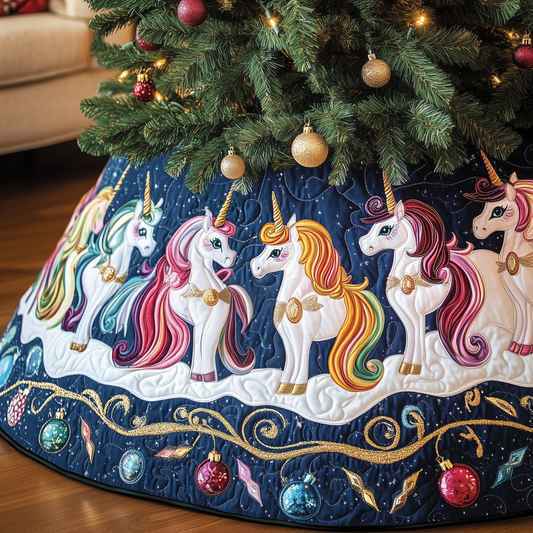 Christmas Joyful Unicorn Quilted Tree Skirt GFTOHD1128