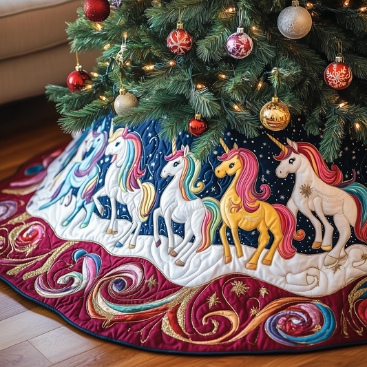 Christmas Joyful Unicorn Quilted Tree Skirt GFTOHD1131